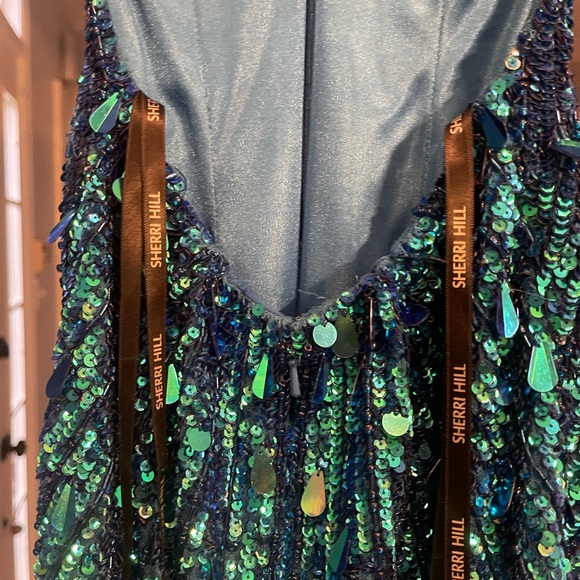 Sherri Hill Style 56697 Peacock Blue Mini Formal - Picture 6 of 10